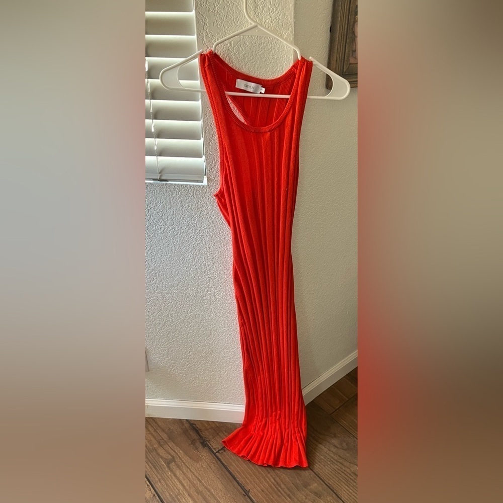 Greylin magan knit tank dress with back cut out fire orange medium - Picture 8 of 8